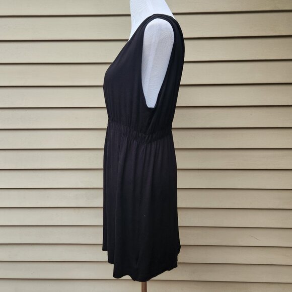 Wilster Black Casual Short Dress V-Neck Sleeveless Stretch Cover-up Solid - Picture 9 of 14